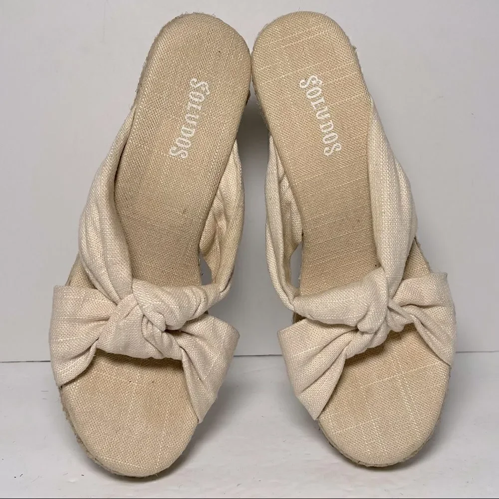 Soludos Ivory Knotted Wedge Espadrille Heels 6.5‎